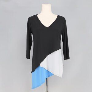 SYMPLI Color Block Asymmetrical Hem Tunic Top Size 6